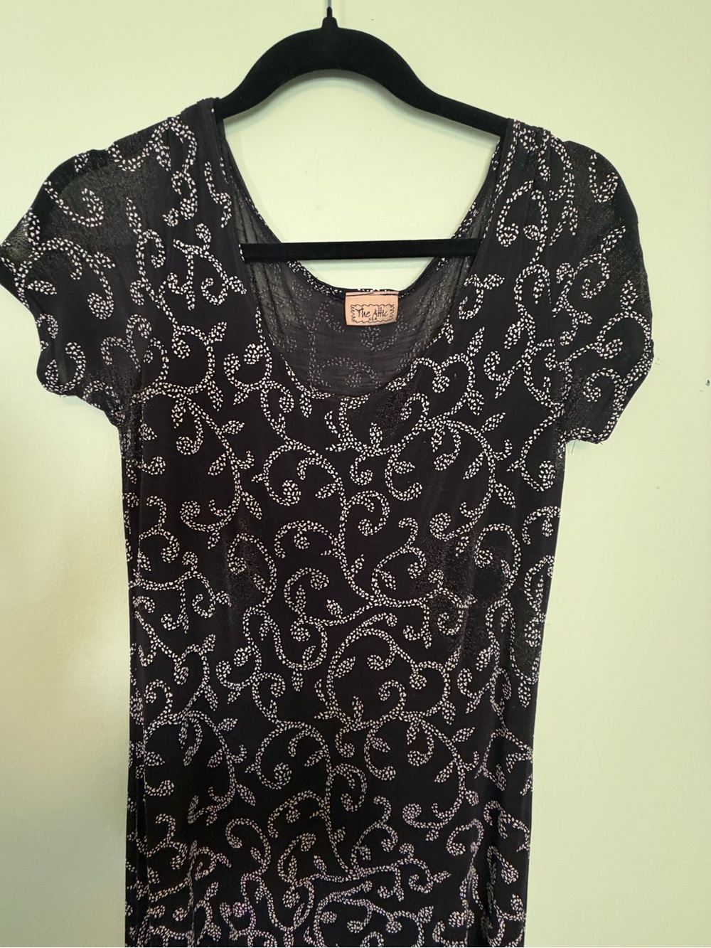 Black & white Patterned floral mesh sheer Short-Sleeve Maxi Dress